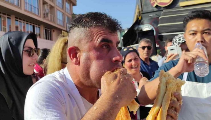 3 bin lira ödülü kazanabilmek için metrelerce börek yediler